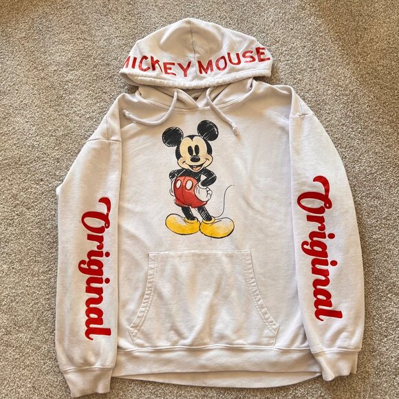 Disney Tops - Vintage Disney Mickey Mouse White & Red Graphic Hoodie 3XL